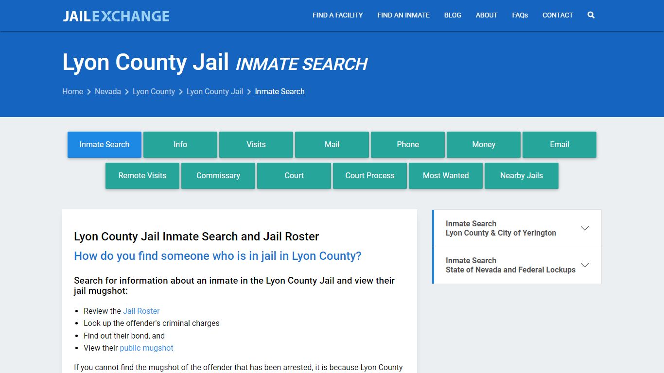 Inmate Search: Roster & Mugshots - Lyon County Jail, NV